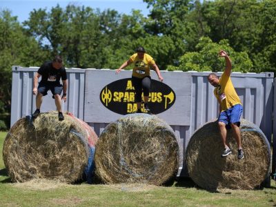 Hay Bales Obstacle at the ASCO Spartacus Dash in Belton, Texas